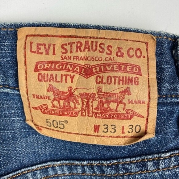 Levis 505 Jeans Mens Size 33x30 Regular Fit Denim Pants Pockets Straight Leg - Picture 11 of 12